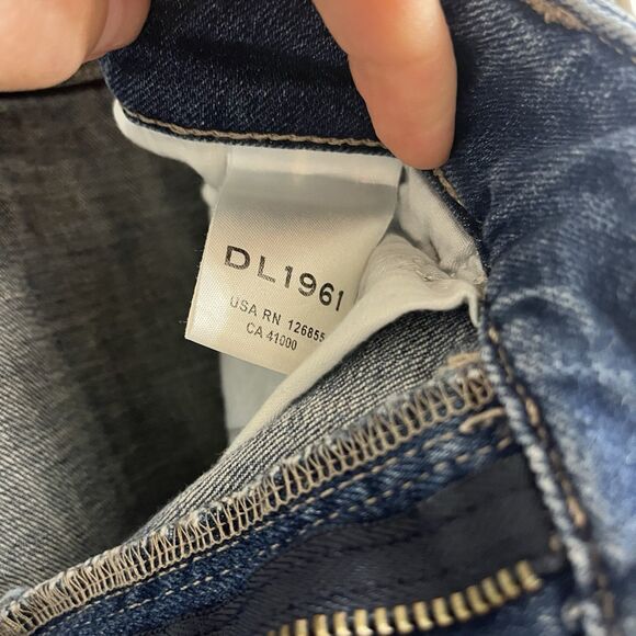 DL1961 Wom Jeans Sz27 Jerry High Rise Straight Linden Distressed Raw Hem Stretch - Picture 11 of 12